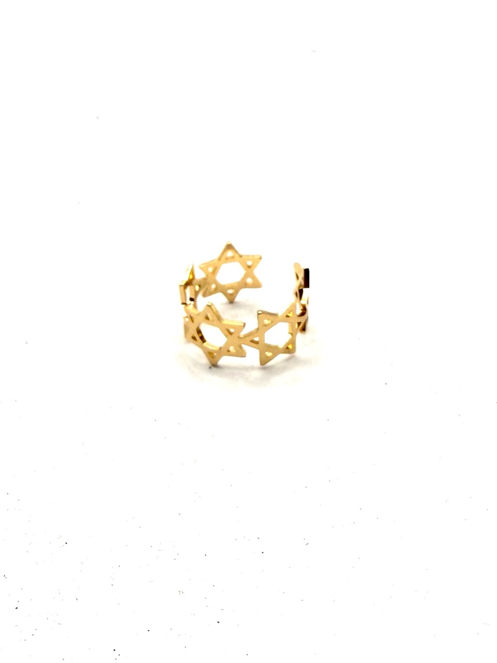 Gold Star of David Openwork Ring - 18k gold plated